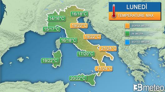 Temperature massime lunedì