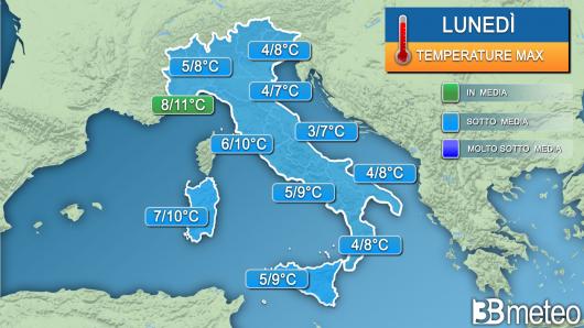 Temperature massime lunedì