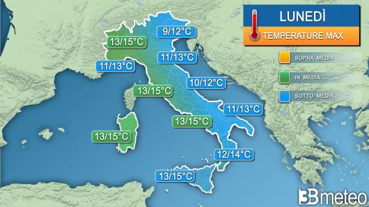 Temperature massime lunedì
