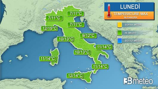 Temperature massime lunedì