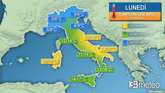 Temperature massime lunedì
