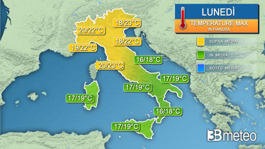 Temperature massime lunedì