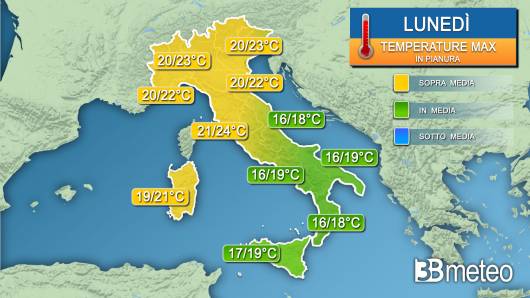 Temperature massime lunedì