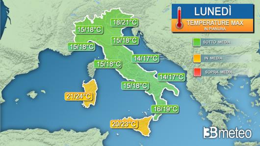 Temperature massime lunedì