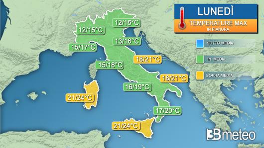 Temperature massime lunedì