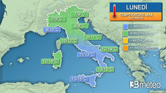 Temperature massime lunedì