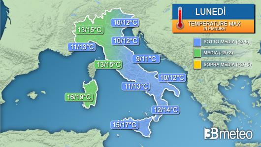 Temperature massime lunedì