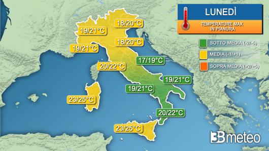 Temperature massime lunedì