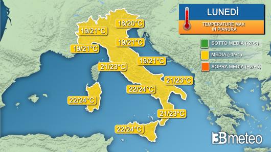 Temperature massime lunedì