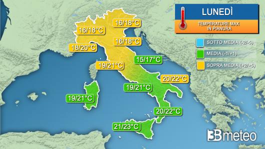 Temperature massime lunedì