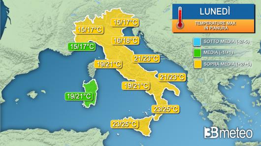 Temperature massime lunedì