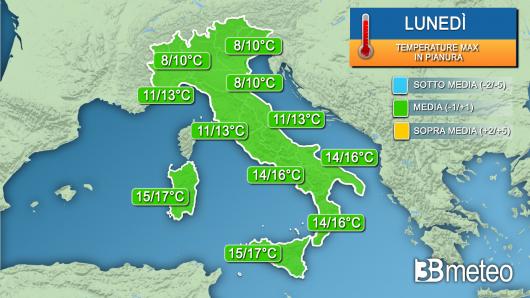 Temperature massime lunedì