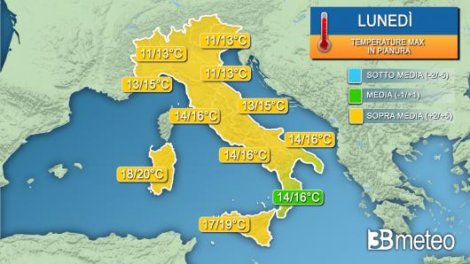 Temperature massime lunedì