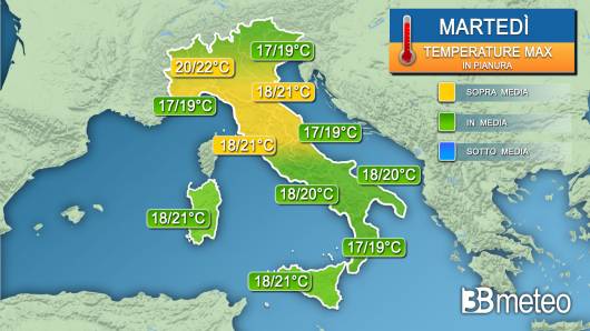 Temperature massime martedì