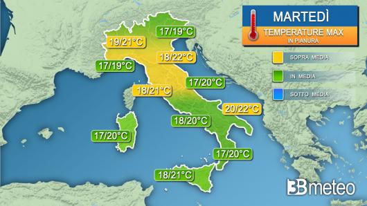  Temperature massime martedì