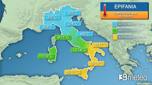 Temperature massime martedì