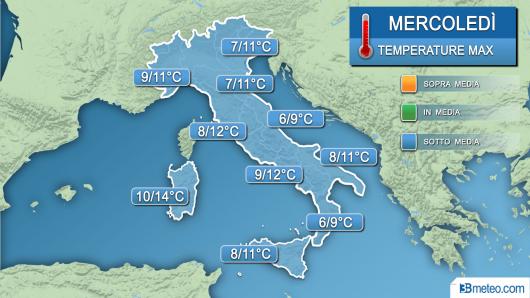 Temperature massime mercoledì