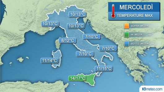 Temperature massime mercoledì