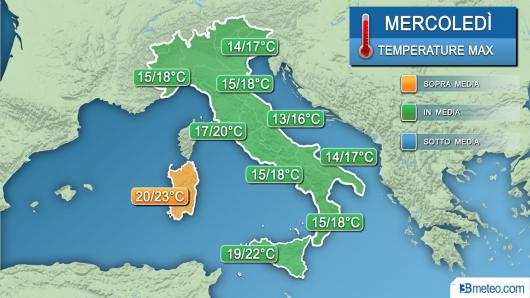 Temperature massime mercoledì