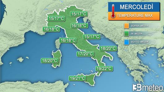  Temperature massime mercoledì