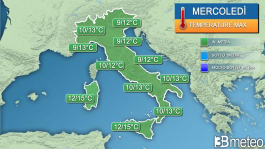 Temperature massime mercoledì