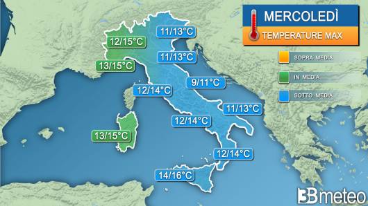 Temperature massime mercoledì