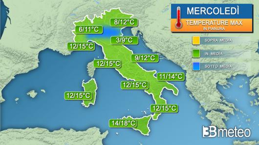 Temperature massime mercoledì