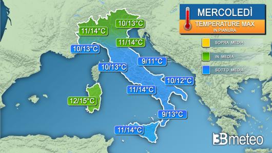 Temperature massime mercoledì