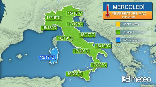 Temperature massime mercoledì