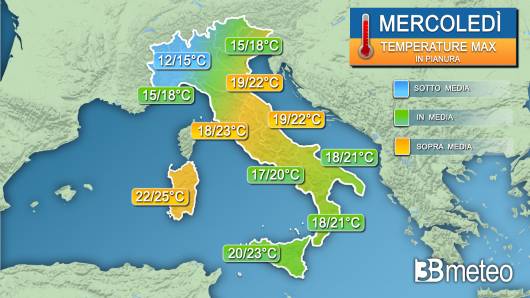 Temperature massime mercoledì