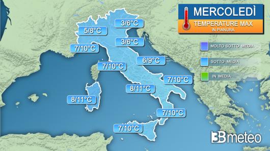 Temperature massime mercoledì