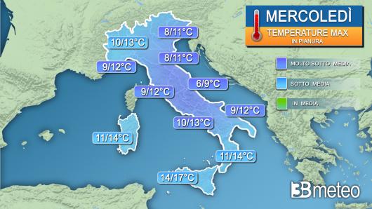 Temperature massime mercoledì