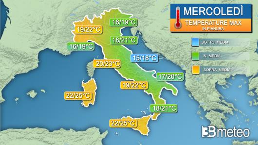 Temperature massime mercoledì