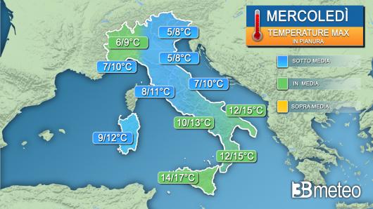 Temperature massime mercoledì