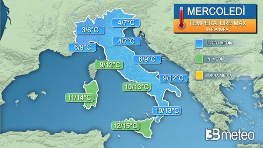 Temperature massime mercoledì