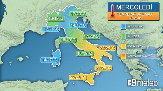 Temperature massime mercoledì