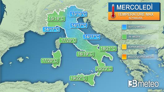 Temperature massime mercoledì