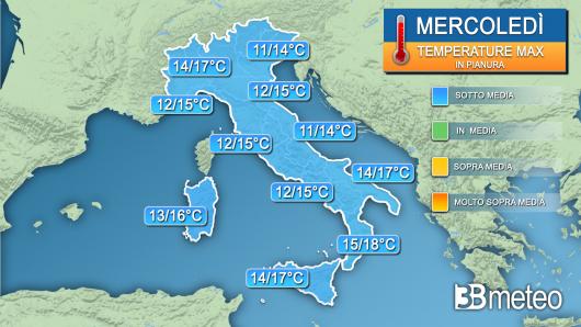 Temperature massime mercoledì