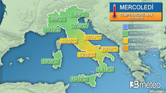 Temperature massime mercoledì