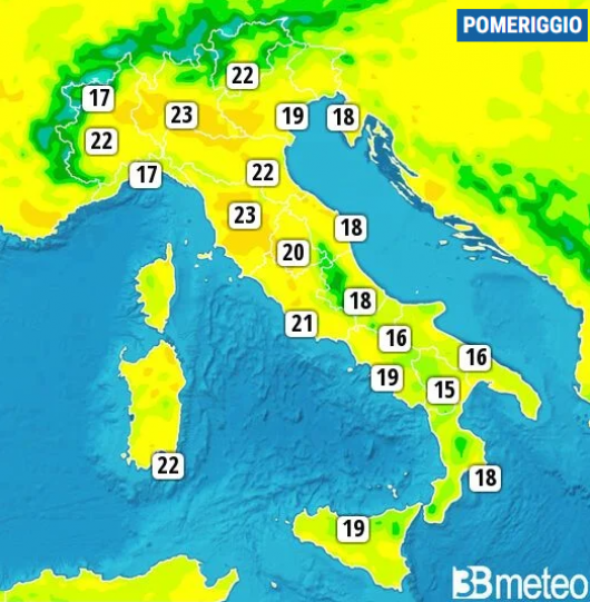Temperature massime per Pasqua