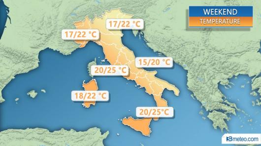 Temperature massime previste durante il weekend