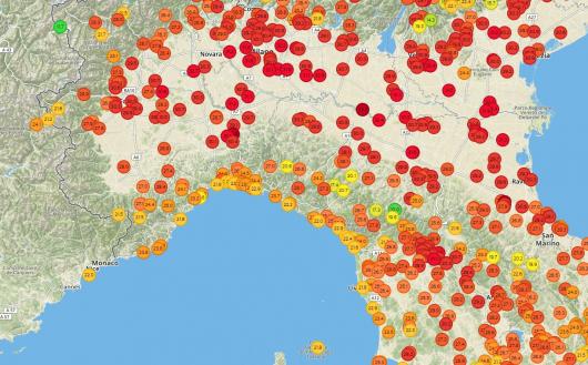 Temperature massime registrate domenica 2 giugno. Fonte: lineameteo.it