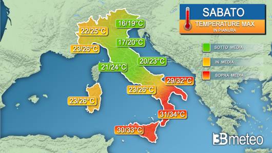 Temperature massime sabato 17 settembre