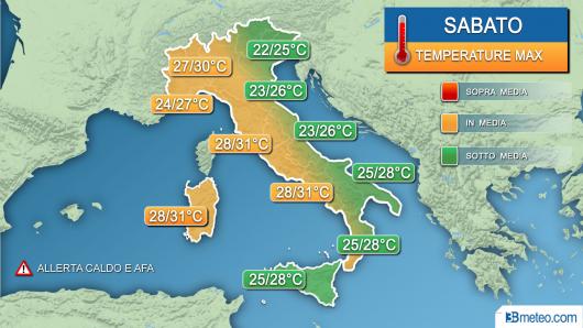 Temperature massime sabato
