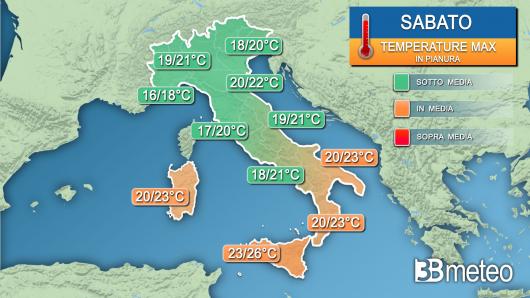 Temperature massime sabato