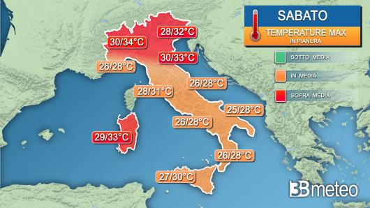 Temperature massime sabato