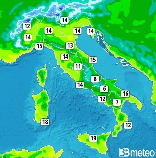 Temperature massime sabato