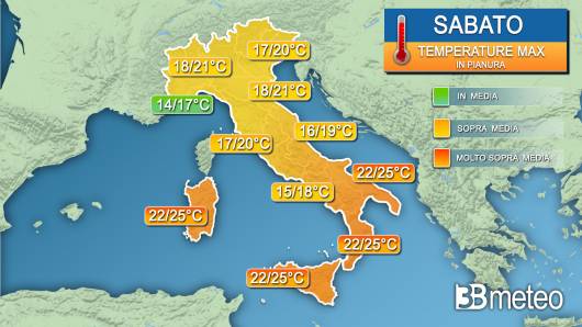 Temperature massime sabato