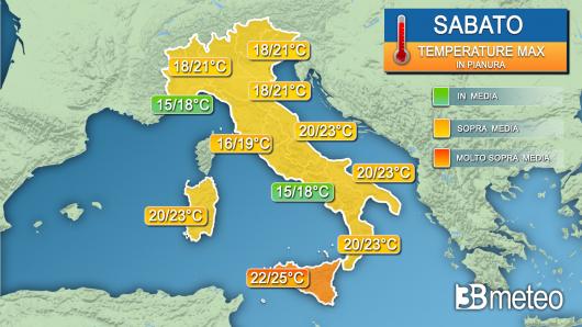 Temperature massime sabato