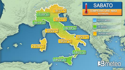 Temperature massime sabato
